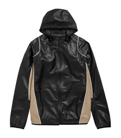 Balenciaga Windbreaker Leather Jacket In Black