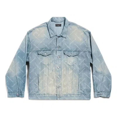 BALENCIAGA (WMNS) Balenciaga Bal Diagonal Allover Oversized Jacket 'Light Blue Japanese Ring Denim'