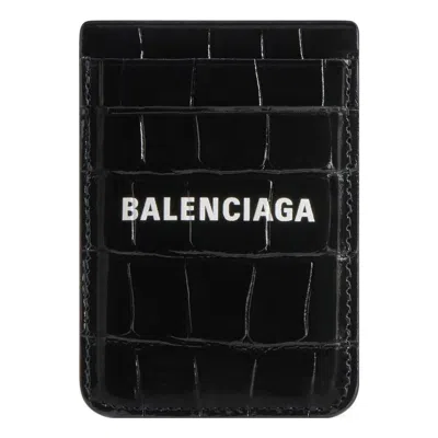 Balenciaga (wmns)  Cash Magnet Card Holder Crocodile Embossed 'black White'
