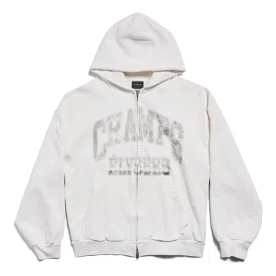 Balenciaga (wmns)  Champs-elysees Full Zip Hoodie Regular Fit 'white' In Gray