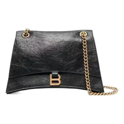 Balenciaga Medium Crush Chain-strap Shoulder Bag In Black