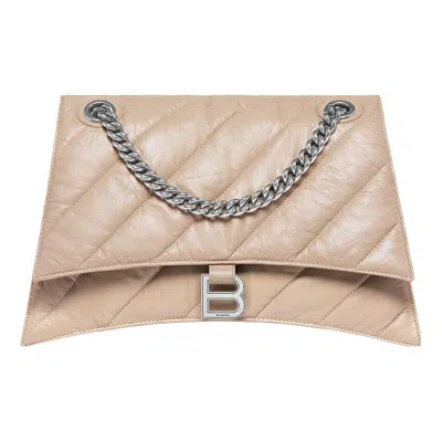 Balenciaga Crush Medium Quilted Leather Wallet On Chain In Brown