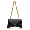 Balenciaga Borsa Crush Piccola With Catena In Pelle Di Vitello Crush Black With Antique Gold Finish In Black
