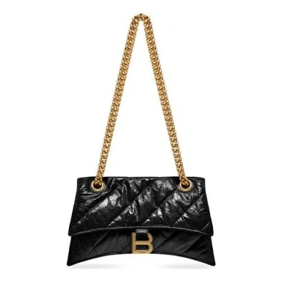 BALENCIAGA (WMNS) BALENCIAGA CRUSH SMALL CHAIN BAG QUILTED 'BLACK'