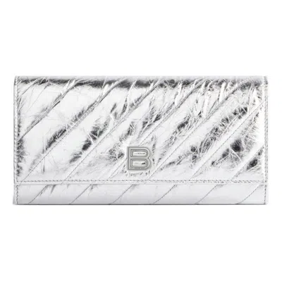 Balenciaga (wmns)  Crush Wallet On Chain Metallized Quilted 'silver'