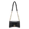 Balenciaga Downtown Xs Crocodile-embossed Shoulder Bag In Black