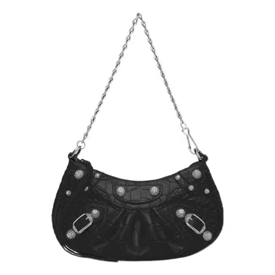Balenciaga (wmns)  Le Cagole Mini Bag With Chain Crocodile Embossed 'black'