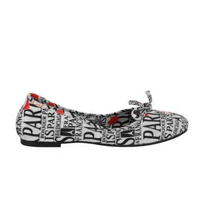 Pre-owned Balenciaga Wmns  Leopold Printed Ballet Flat 'white Black Red' | Women's Size 36
