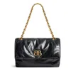 Balenciaga Monaco Crinkled-leather Shoulder Bag In Black