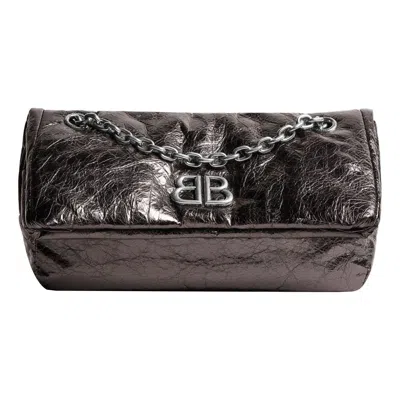 Balenciaga (wmns)  Monaco Small Chain Bag Metallized 'dark Grey' In Black