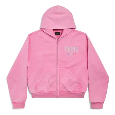 Balenciaga (wmns)  Paris Strass Full Zip Hoodie Small Fit 'faded Pink'