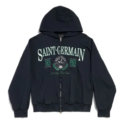 Balenciaga (wmns)  Saint Germain Full Zip Hoodie Regular Fit 'dark Blue'