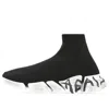 Balenciaga (wmns)  Speed 2.0 Graffiti Sneakers 'black Recycled Knit And White Sole Unit'