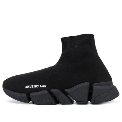 Balenciaga (wmns)  Speed 2.0 Sneakers 'black Shiny Knit With Black Sole Unit'
