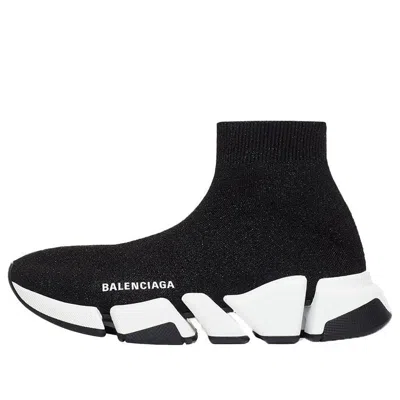 Balenciaga (wmns)  Speed 2.0 Sneakers 'black Shiny Knit With White Sole Unit'