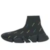 Balenciaga (wmns)  Speed 2.0 Sneakers 'recycled Knit Black With Multicolor Allover Logo'