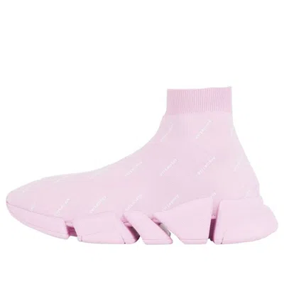 Balenciaga (wmns)  Speed 2.0 Sneakers 'recycled Knit With Logo All Over Pink'