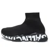 Balenciaga (wmns)  Speed Graffiti Sneakers 'black Knit White Graffiti Sole Unit'