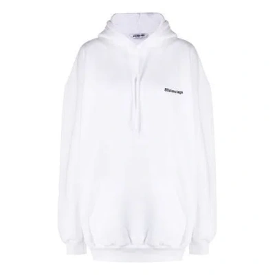 Balenciaga (wmns)  Ss21 Small Label Logo Cotton Hoodie White