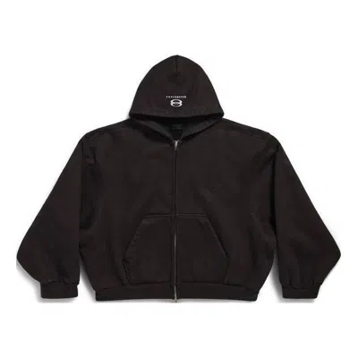 Balenciaga (wmns)  Unity Sports Icon Boxy Zip-up Hoodie Large Fit 'black'