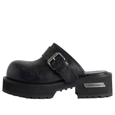 Balenciaga Venom Buckle Mules In Black