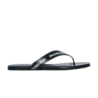 Pre-owned Balenciaga Wmns Flip Flop Slides 'allover Logo - Black' | Women's Size 40