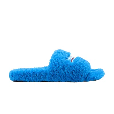 Pre-owned Balenciaga Wmns Furry Slides 'cyan' | Blue | Women's Size 35