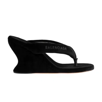 Pre-owned Balenciaga Wmns Gaeta Wedge Thong Sandal 'black' | Women's Size 40
