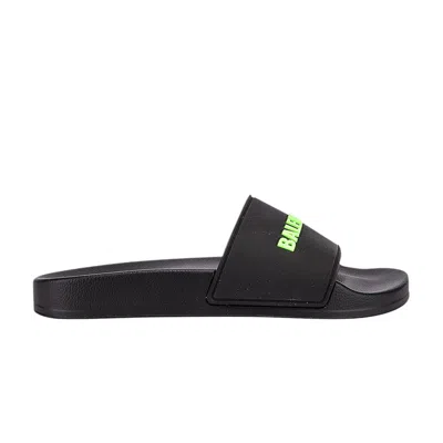 Pre-owned Balenciaga Wmns Pool Slides 'black Fluo Green' | Women's Size 41