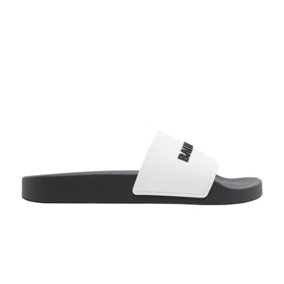 Pre-owned Balenciaga Wmns Pool Slides 'white Black' | Women's Size 35
