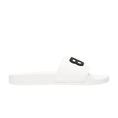 Pre-owned Balenciaga Wmns Pool Slides 'white Black' | Women's Size 36