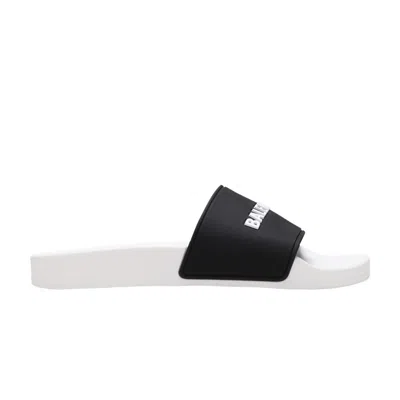 Pre-owned Balenciaga Wmns Pool Slides 'white Black' | Women's Size 37