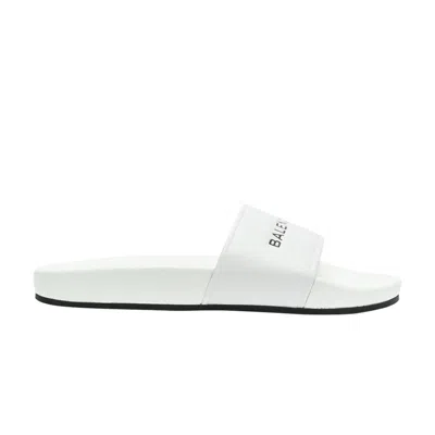 Pre-owned Balenciaga Wmns Slides 'logo' | White | Women's Size 41