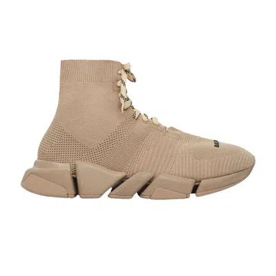 Pre-owned Balenciaga Wmns Speed 2.0 Lace Up Sneaker 'beige' | Brown | Women's Size 34