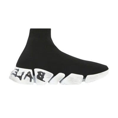 Pre-owned Balenciaga Wmns Speed 2.0 Sneaker 'worn-out Graffiti - Black White' | Women's Size 41