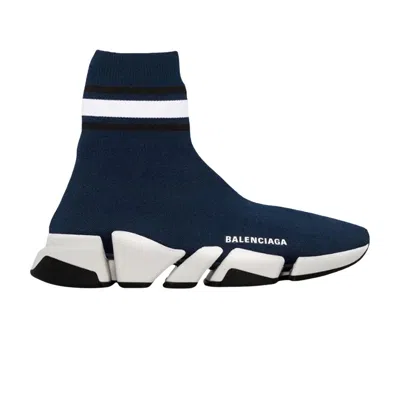Pre-owned Balenciaga Wmns Speed 2.0 Trainer 'striped - Navy' | Blue | Women's Size 36