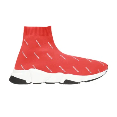 Pre-owned Balenciaga Wmns Speed Trainer Mid 'all Over Logo - Red' | Women's Size 38