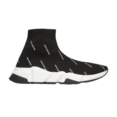 Pre-owned Balenciaga Wmns Speed Trainer Mid 'all Over Logo' | Black | Women's Size 40