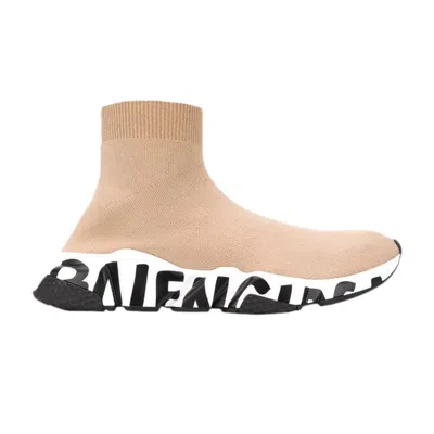 Pre-owned Balenciaga Wmns Speed Trainer 'midsole Graffiti - Beige' | Brown | Women's Size 39