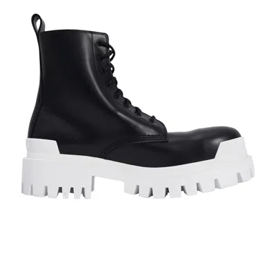 Pre-owned Balenciaga Wmns Strike Lace-up Boot 'black White' | Women's Size 38.5