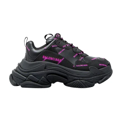 Pre-owned Balenciaga Wmns Triple S Sneaker 'all Over Logo - Black Pink' | Women's Size 37