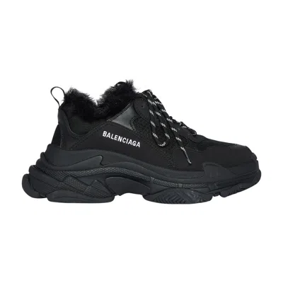 Pre-owned Balenciaga Wmns Triple S Sneaker 'fake Fur - Black' | Women's Size 41