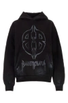 Balenciaga Metal Bb Cotton Fleece Hoodie In Black