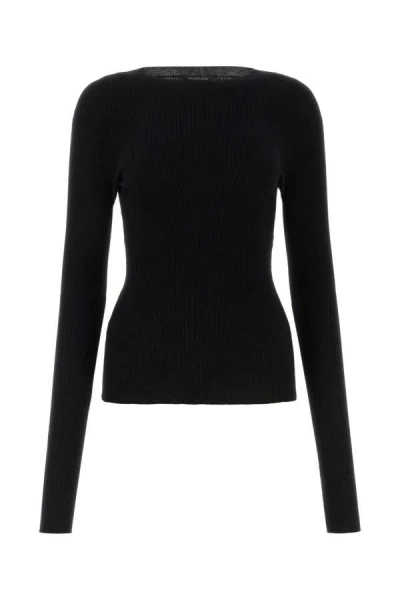Balenciaga Twisted Knit Top In Black