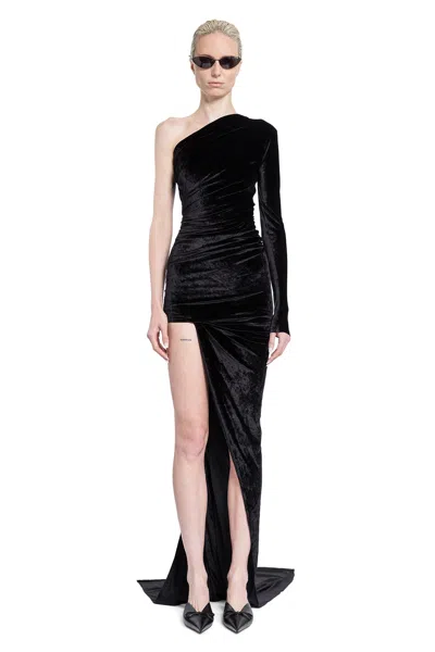 Balenciaga Women Velvet Long Dress In Multi
