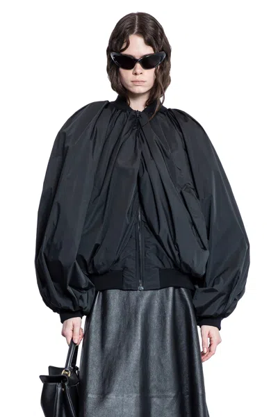 BALENCIAGA DRAPED BOMBER IN TECHNICAL MICRO FAILLE