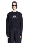 Balenciaga Logo Knitwear Sweater With Ribbed Accents In Black