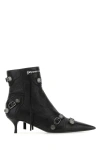 BALENCIAGA BALENCIAGA WOMAN BLACK LEATHER CAGOLE ANKLE BOOTS