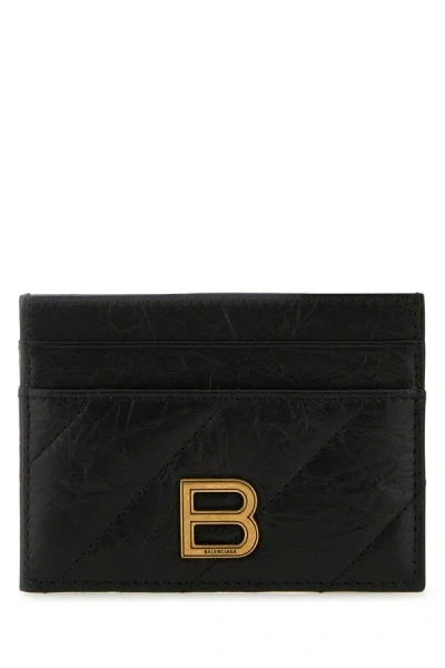 Balenciaga Black Leather Card Holder In Multicolor