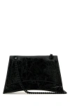 Balenciaga Woman Black Leather Medium Crush Shoulder Bag In Black